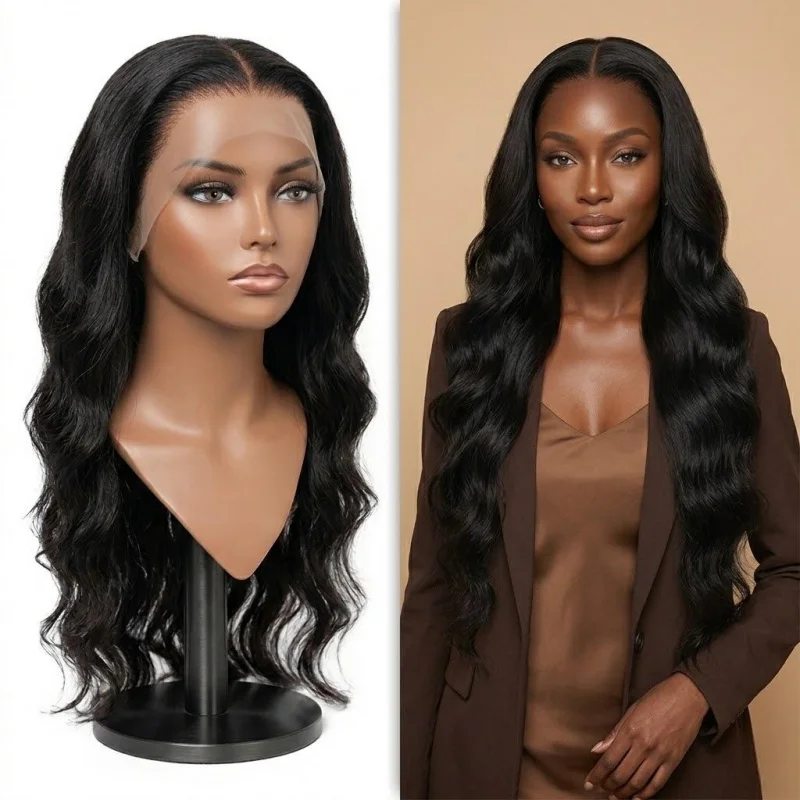 13x4 HD Transparent Lace Synthetic Wig, 30 Inch Body Wave, 150 Density, stylish natural black wig for daily use.
13x4 HD Transparent Lace Synthetic Wig, 30 Inch Body Wave, 150 Density, stylish natural black wig for daily use.