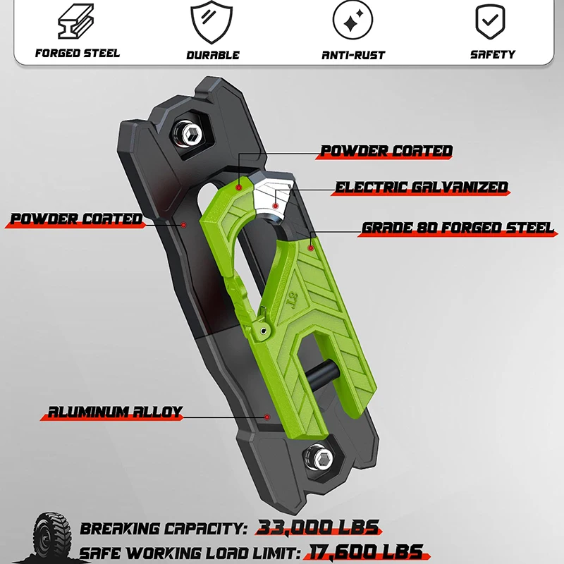 Winch Fairlead with Tow Hook Grade 80Forged Steel Winch Hook 33000lb Break Strength Winch Fairlead Hook Set for Vehicle Recovery
Winch Fairlead with Tow Hook Grade 80Forged Steel Winch Hook 33000lb Break Strength Winch Fairlead Hook Set for Vehicle Recovery