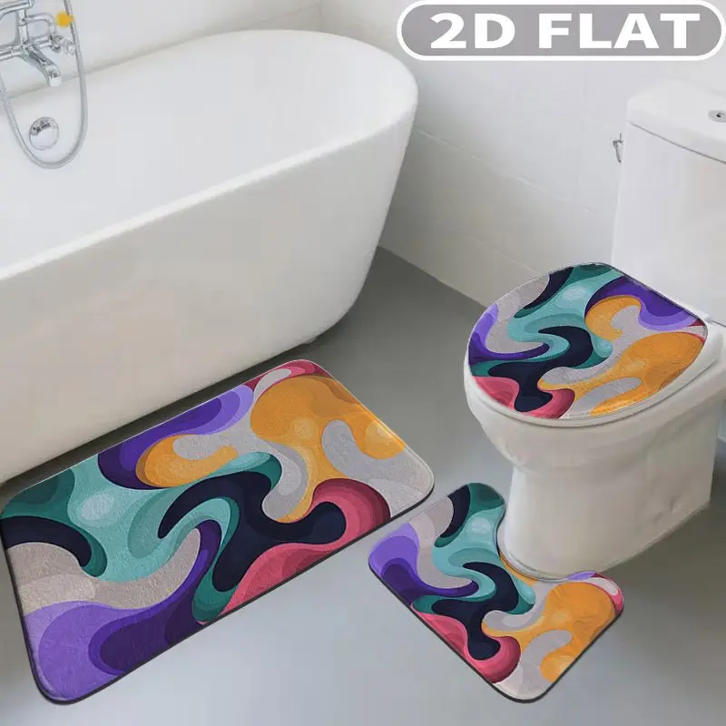 3pcs Bathroom Rug Set Colorful Swirl Abstract Art Design Pattern Non-Slip Includes Bath Rug Contour Mat and Toilet Lid Cover Mat
3pcs Bathroom Rug Set Colorful Swirl Abstract Art Design Pattern Non-Slip Includes Bath Rug Contour Mat and Toilet Lid Cover Mat