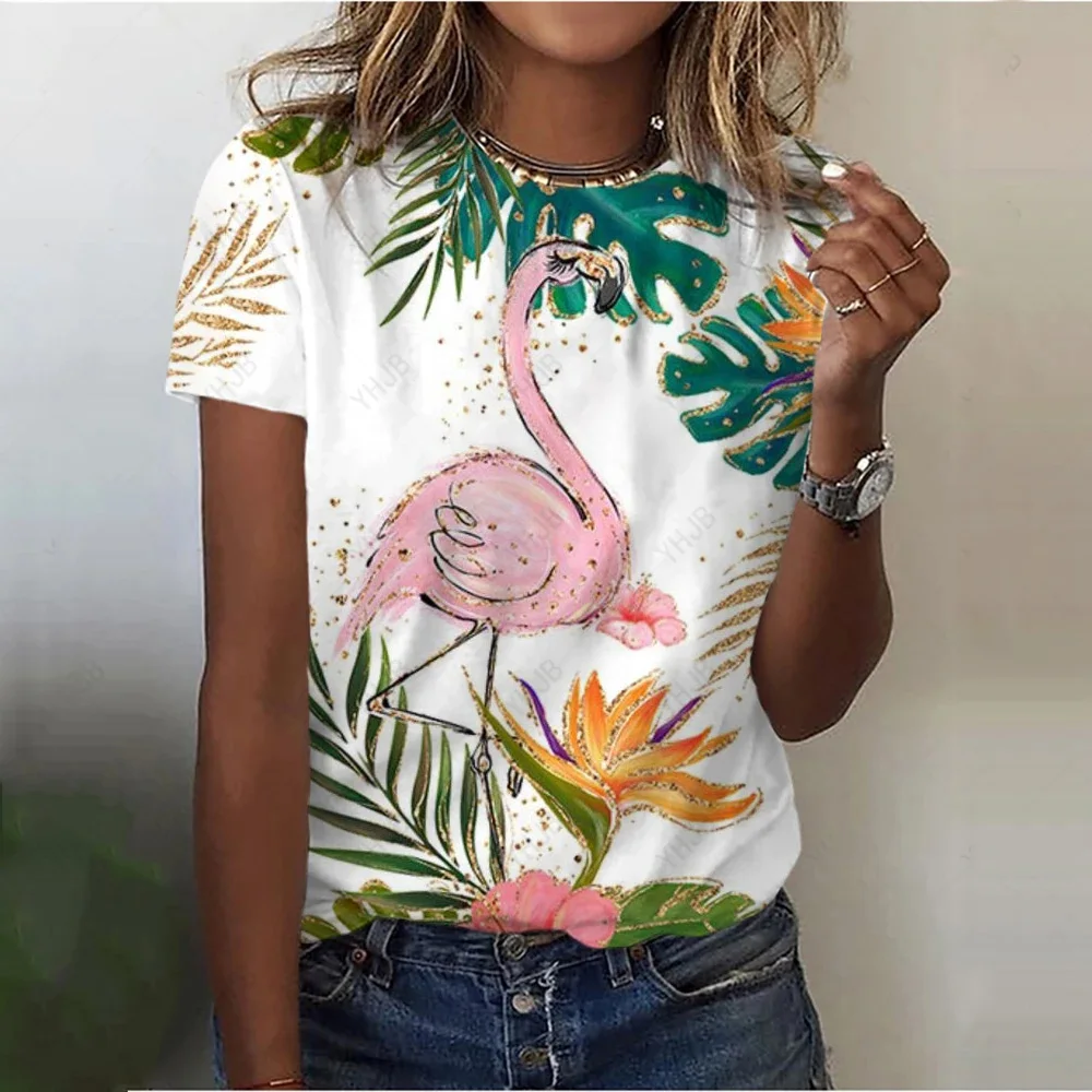 Flower Flamingo Beach Fashion Graphic Women Short sleeved T-shirt Clothing Summer Round Neck Loose Women Fashion Casual Clothing
Flower Flamingo Beach Fashion Graphic Women Short sleeved T-shirt Clothing Summer Round Neck Loose Women Fashion Casual Clothing