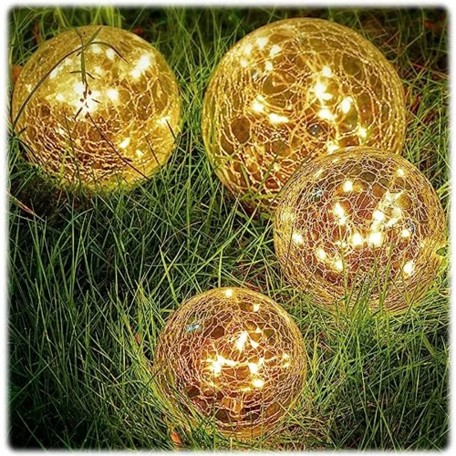 Solar Globe Lights Outdoor - Waterproof Cracked Glass Balls for Lawn Patio Yard Backyard Decorations Warm White Solar LED Light
Solar Globe Lights Outdoor - Waterproof Cracked Glass Balls for Lawn Patio Yard Backyard Decorations Warm White Solar LED Light