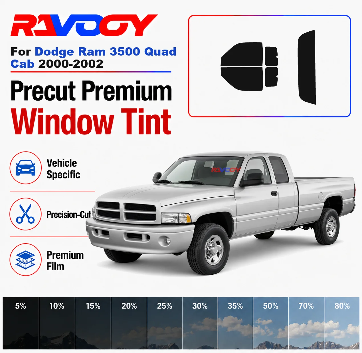 Premium Precut Window Tint Kit Front Rear Windows For Dodge Ram 3500 Quad Cab 2000-2002 Complete Set Car Solar Nano Ceramic Film
Premium Precut Window Tint Kit Front Rear Windows For Dodge Ram 3500 Quad Cab 2000-2002 Complete Set Car Solar Nano Ceramic Film