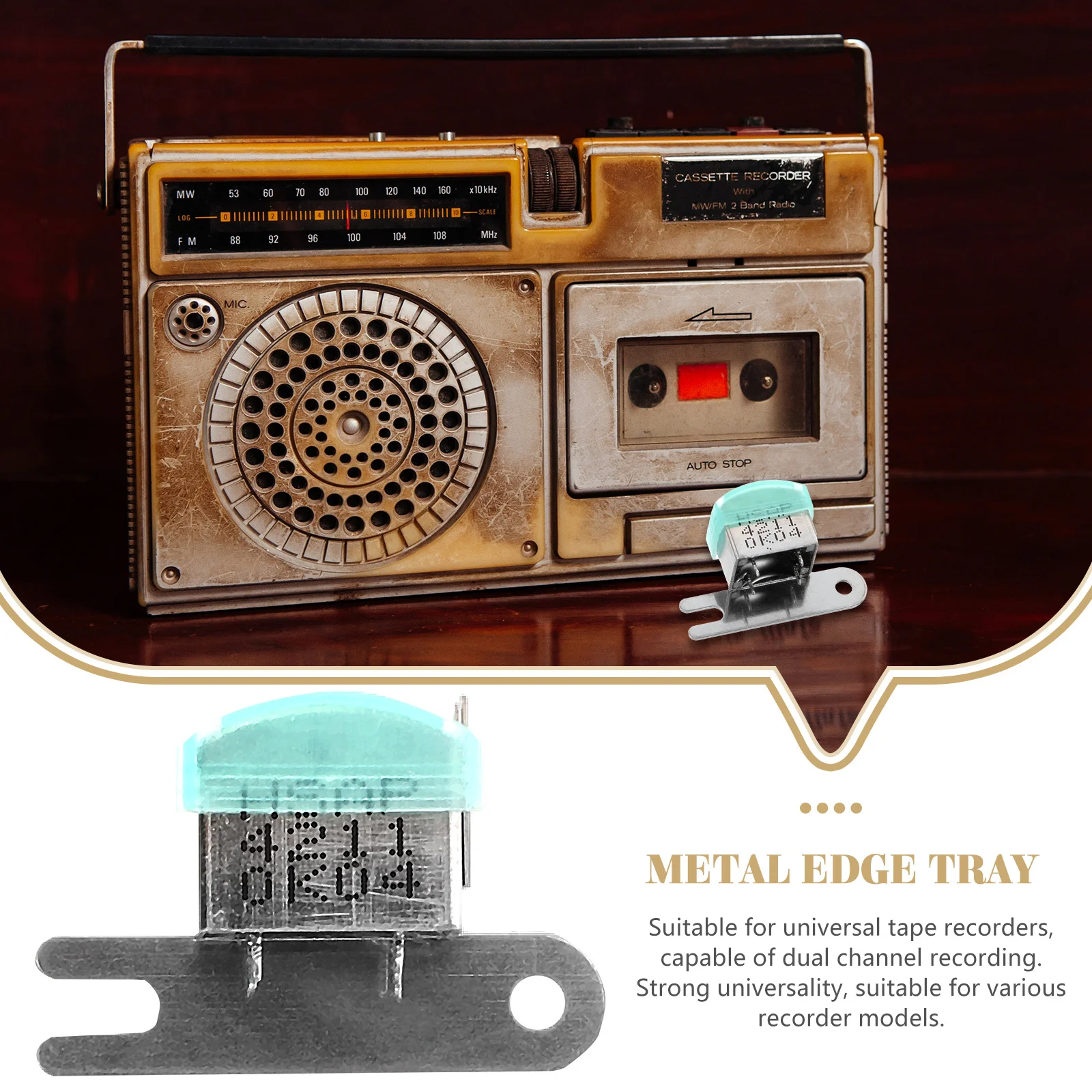 Stereo Cassette Tape Recorder Magnetic Head Dual Channel Large Bracket Audio Cassette Head Replacement Tape Recorder Accessory 
Stereo Cassette Tape Recorder Magnetic Head Dual Channel Large Bracket Audio Cassette Head Replacement Tape Recorder Accessory