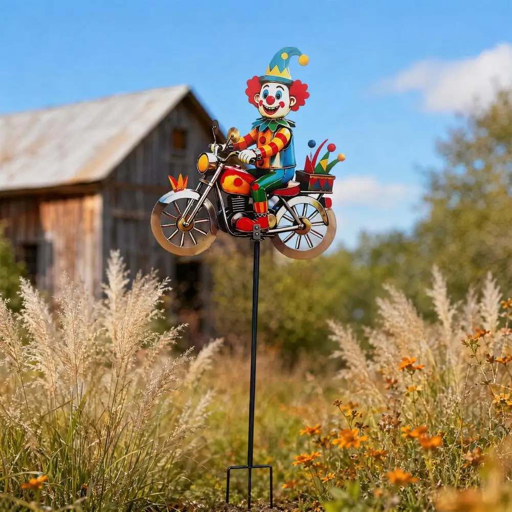 Sun-proof Garden Stake Ornament Spinning Clown Motorcycle Wind Spinner Metal Yard Art with Rotating Wheels Weatherproof Outdoor
Sun-proof Garden Stake Ornament Spinning Clown Motorcycle Wind Spinner Metal Yard Art with Rotating Wheels Weatherproof Outdoor
