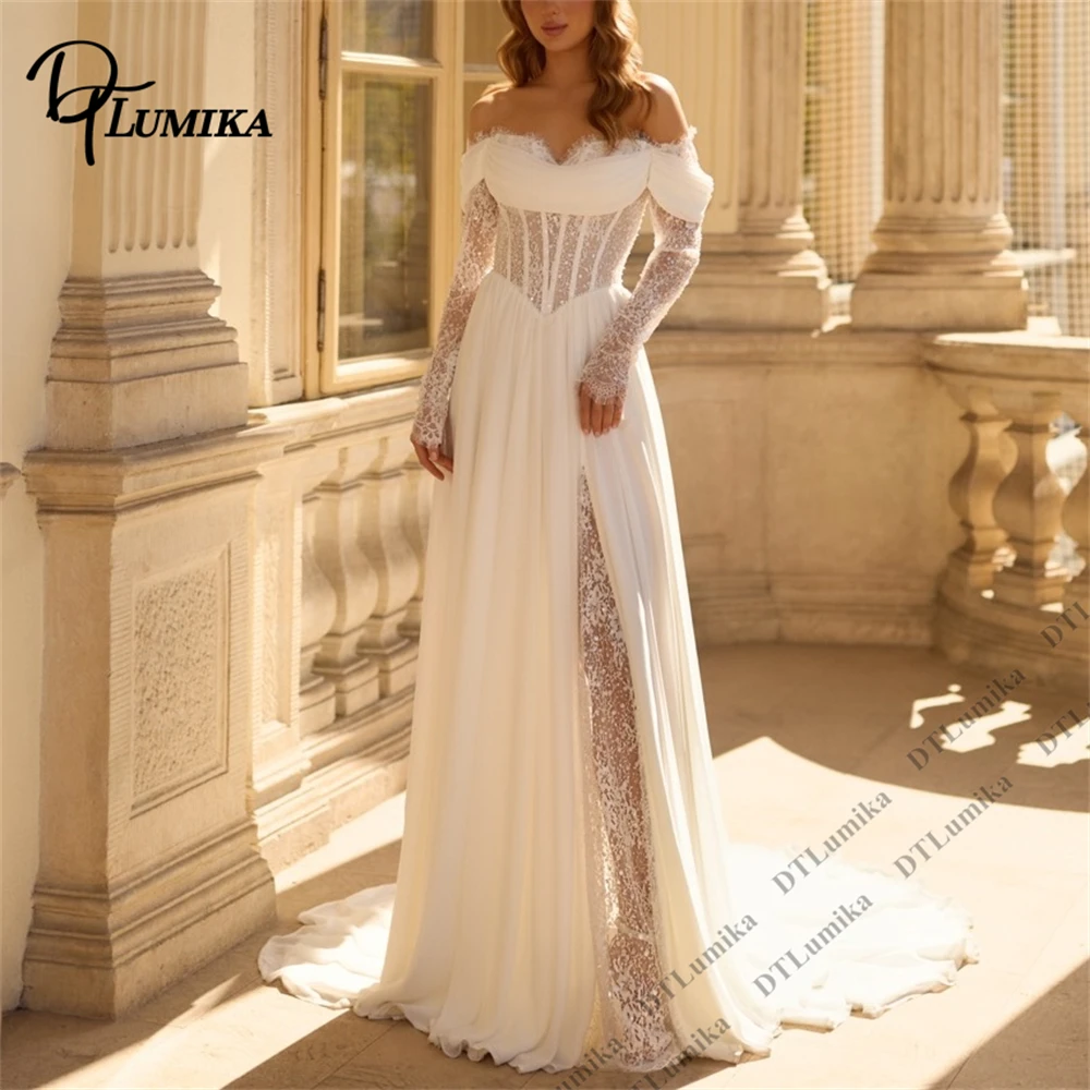 DTLumika Corset Lace Bridal Gown for Women 2026 Off the Shoulder Full Sleeves A Line Long Bride Dresses Customized Wedding Dress
DTLumika Corset Lace Bridal Gown for Women 2026 Off the Shoulder Full Sleeves A Line Long Bride Dresses Customized Wedding Dress
