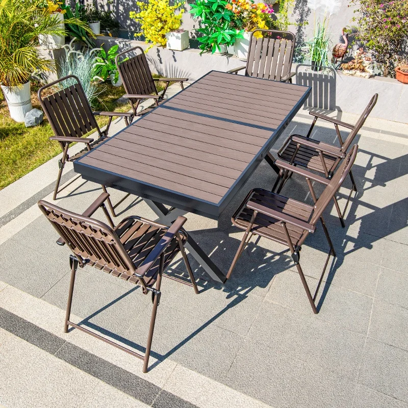6ft 8ft Luxury Outdoor Wood Plastic Telescoping Extend Composite Garden Set Patio Long Dining Table With Chair
6ft 8ft Luxury Outdoor Wood Plastic Telescoping Extend Composite Garden Set Patio Long Dining Table With Chair