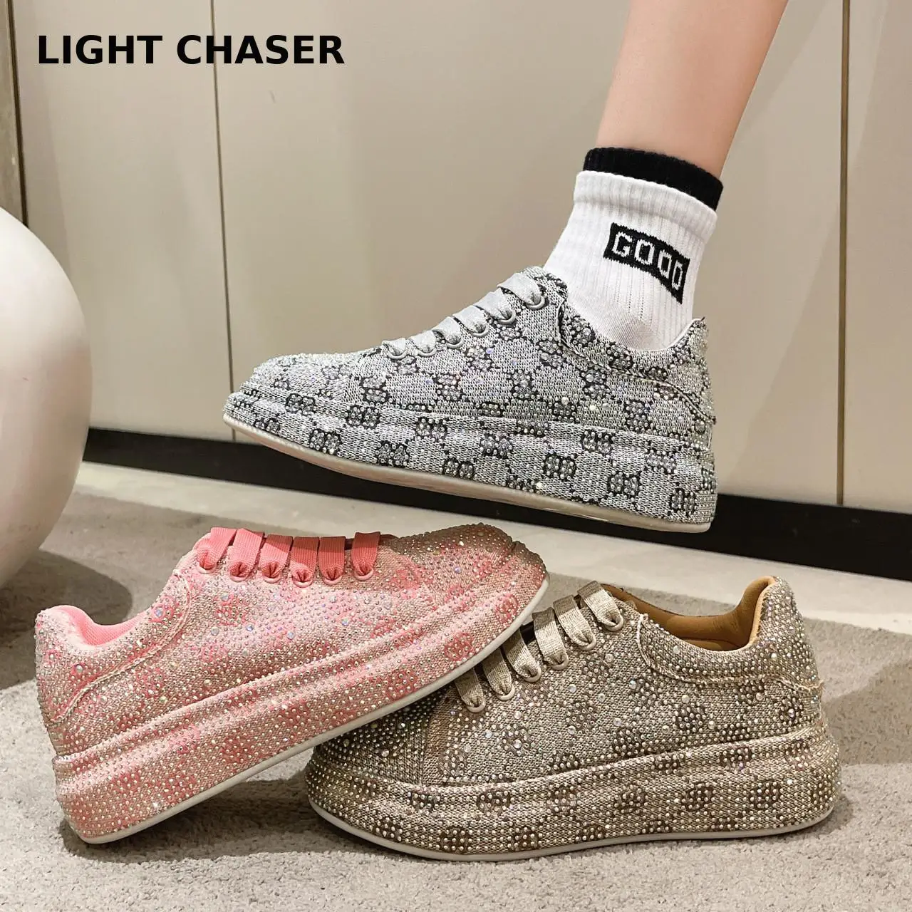 Women Flat Loafers Woman Rhinestone Shoes Female Autumn Sports Shoes Casual Platform Glitter Design Slip On Shoes Dropshipping
Women Flat Loafers Woman Rhinestone Shoes Female Autumn Sports Shoes Casual Platform Glitter Design Slip On Shoes Dropshipping