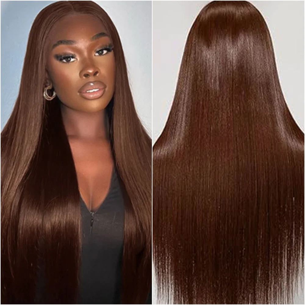 #4 Chocolate Brown Straight 100% Human Hair Lace Front Wig 26 36 Inch 13x6 HD Lace Frontal Human Hair Wigs 200 Density For Women
#4 Chocolate Brown Straight 100% Human Hair Lace Front Wig 26 36 Inch 13x6 HD Lace Frontal Human Hair Wigs 200 Density For Women