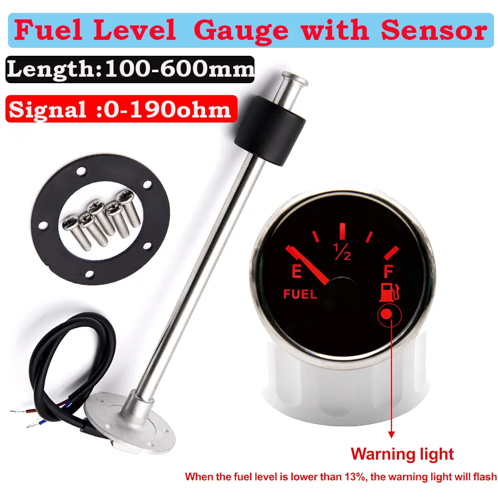 AD 0~190ohm Fuel Level Sensor Waterproof IP67 Boat Car 52mm Fuel Level Gauge with Alarm Light 100mm 300mm 350mm 200m 450mm 500mm
AD 0~190ohm Fuel Level Sensor Waterproof IP67 Boat Car 52mm Fuel Level Gauge with Alarm Light 100mm 300mm 350mm 200m 450mm 500mm