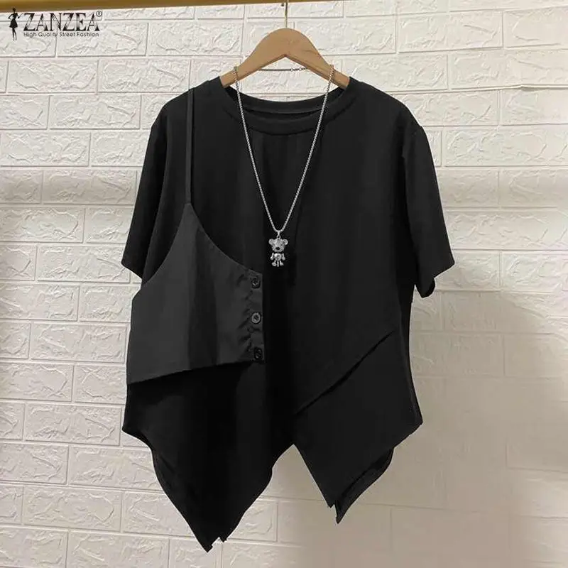 ZANZEA Summer T-Shirts Women Short Sleeve Tees 2026 Fashion O-Neck Casual Patchwork Loose Oversized Tshirts Korean Female Blusas
ZANZEA Summer T-Shirts Women Short Sleeve Tees 2026 Fashion O-Neck Casual Patchwork Loose Oversized Tshirts Korean Female Blusas