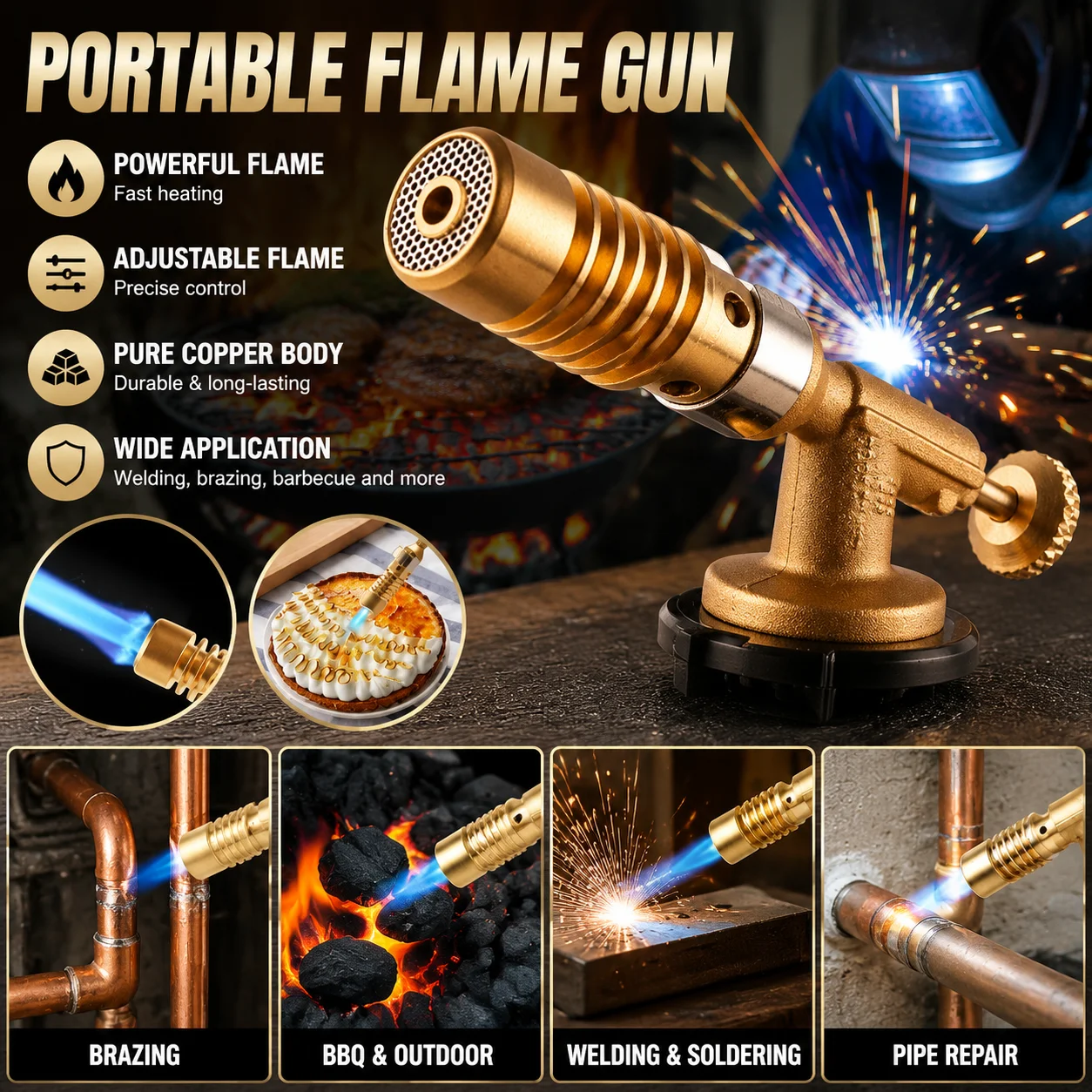 Portable Welding Torch Flame Gun Copper Highly Adjustable Brass BBQ Barbecue Gas Torch Brazing Solder Propane Welding Plumbing
Portable Welding Torch Flame Gun Copper Highly Adjustable Brass BBQ Barbecue Gas Torch Brazing Solder Propane Welding Plumbing
