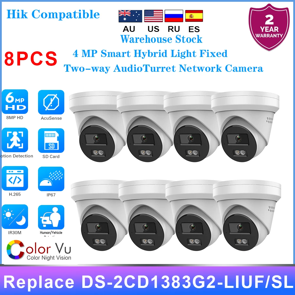 Hik Compatible 8MP Replace DS-2CD1383G2-LIUF/SL IP Camera Built-in Mic Smart Hybrid Light Fixed Turret Network Camera 8PCS Kits
Hik Compatible 8MP Replace DS-2CD1383G2-LIUF/SL IP Camera Built-in Mic Smart Hybrid Light Fixed Turret Network Camera 8PCS Kits