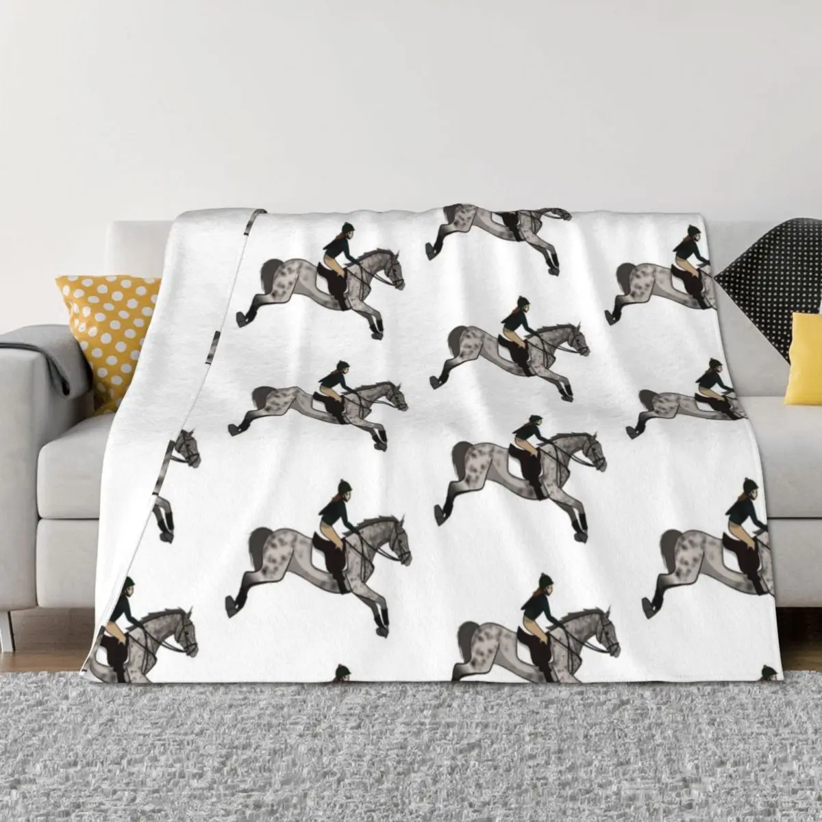 Gray horse and rider jumping Throw Blanket Furrys Personalized Gift Soft Plaid Weighted Blankets 
Gray horse and rider jumping Throw Blanket Furrys Personalized Gift Soft Plaid Weighted Blankets