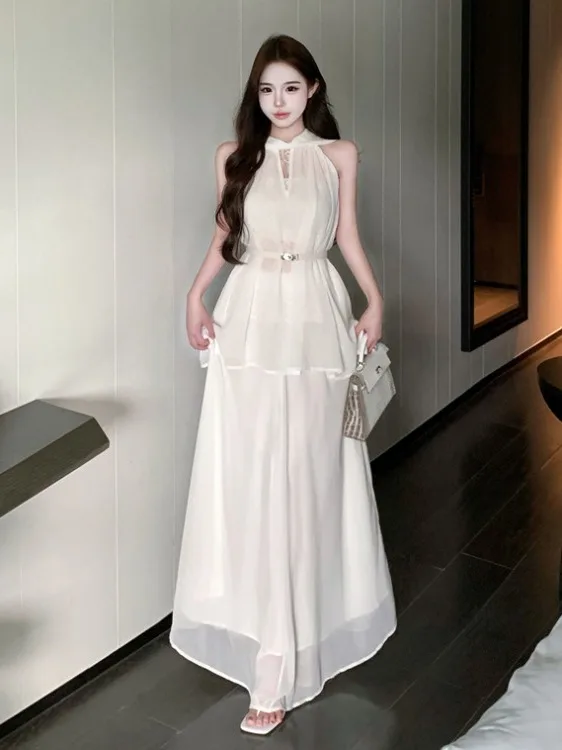 Chic Summer Slimming Mesh Neck Hanging Dress Set Women's Fashionable Gentle Holiday Style Long Two-Piece Suit Casual Wear
Chic Summer Slimming Mesh Neck Hanging Dress Set Women's Fashionable Gentle Holiday Style Long Two-Piece Suit Casual Wear