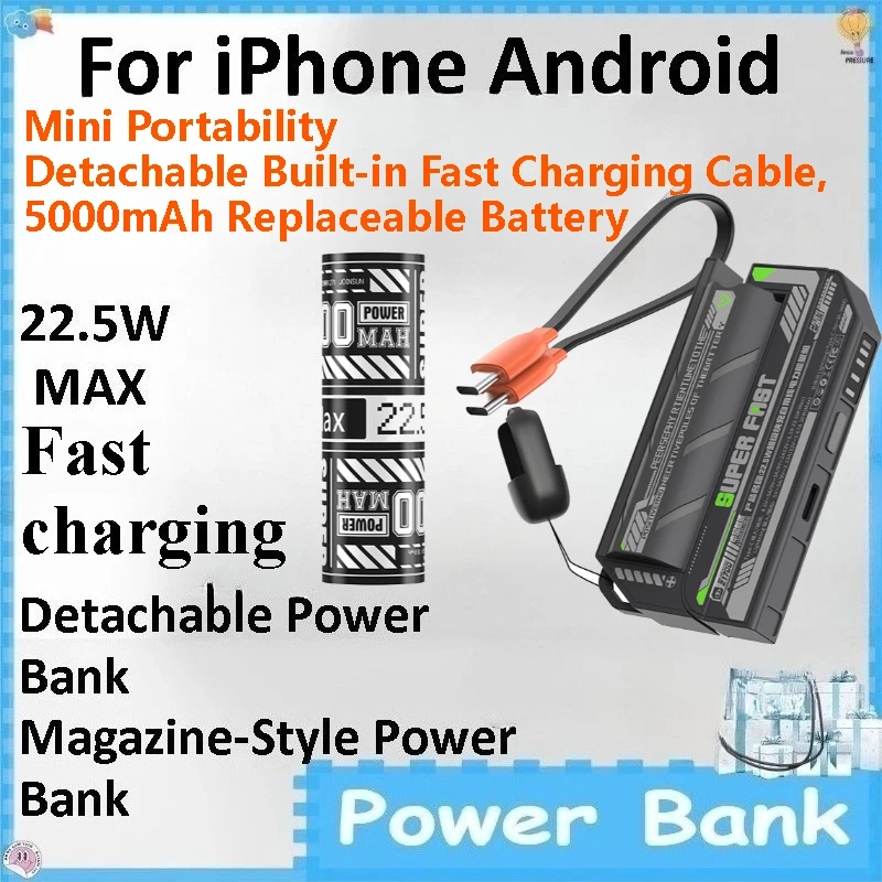 New 10000-30000mah 22.5w Mecha Magazine Powerbank Separated Replaceable Battery Portable Fast Charger for IPhone Android
New 10000-30000mah 22.5w Mecha Magazine Powerbank Separated Replaceable Battery Portable Fast Charger for IPhone Android