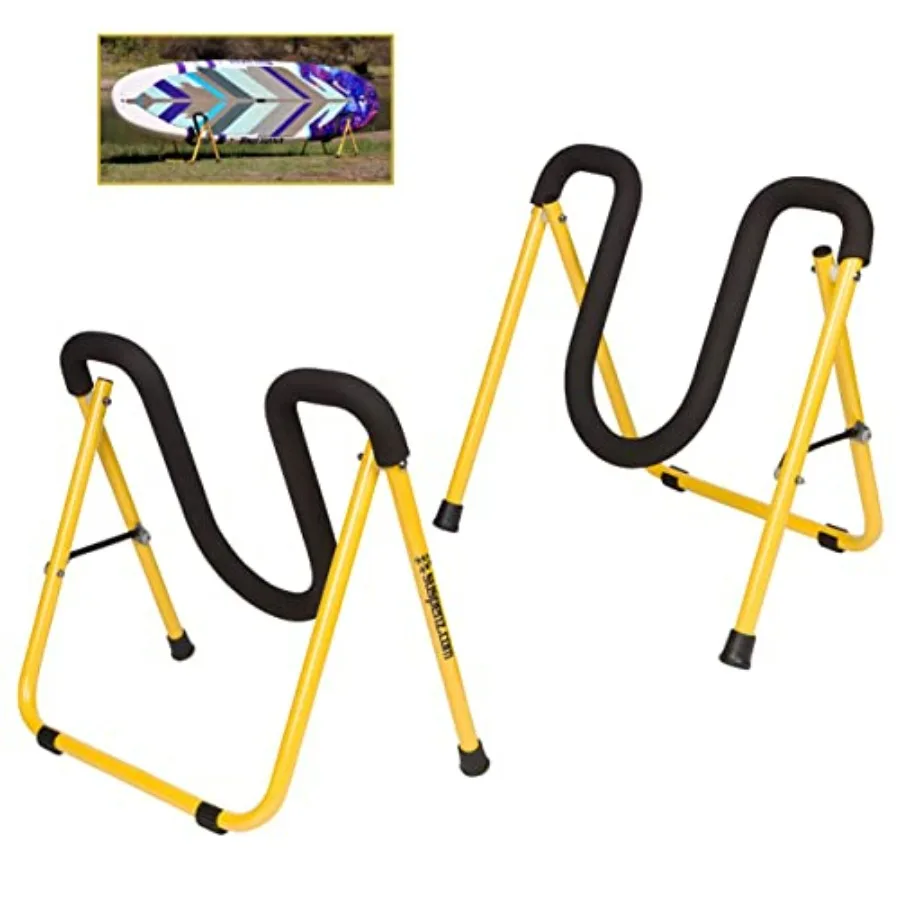 SUP Stands for Stand Up Paddle Board and Surfboard, foldable yellow EZ-Fold portable rack, durable steel construction, compact
SUP Stands for Stand Up Paddle Board and Surfboard, foldable yellow EZ-Fold portable rack, durable steel construction, compact