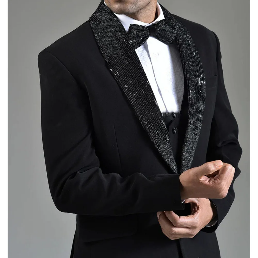 High Quality Men Suits Slim Fit 3 Piece Jacket Pants Vest Male Clothing Single Breasted Seuqined Shawl Lapel Wedding Clothing
High Quality Men Suits Slim Fit 3 Piece Jacket Pants Vest Male Clothing Single Breasted Seuqined Shawl Lapel Wedding Clothing
