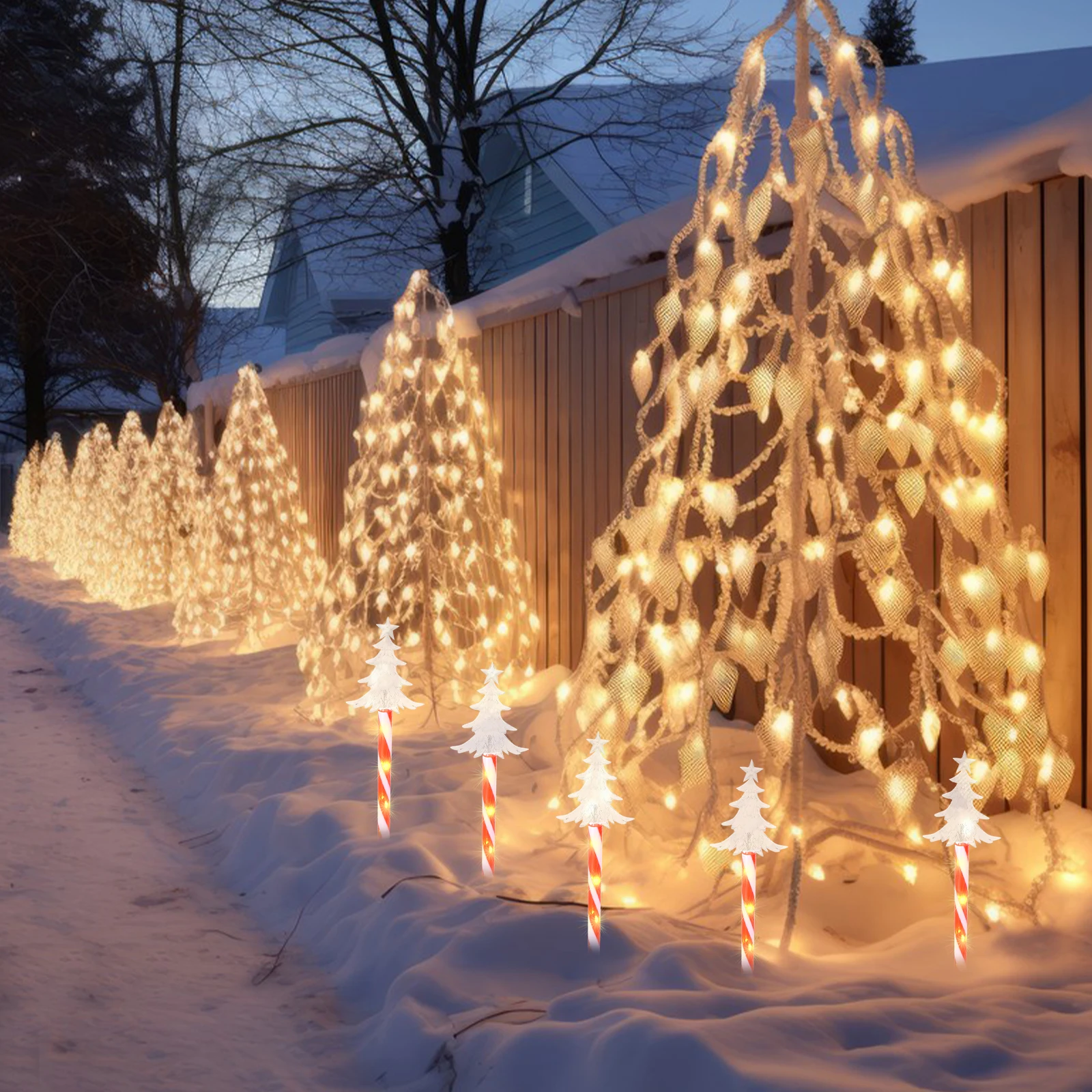 Christmas Pathway Lights 12cm One for Five Cane Stake Trees Decorations Outdoor Garden Xmas Light Gifts
Christmas Pathway Lights 12cm One for Five Cane Stake Trees Decorations Outdoor Garden Xmas Light Gifts