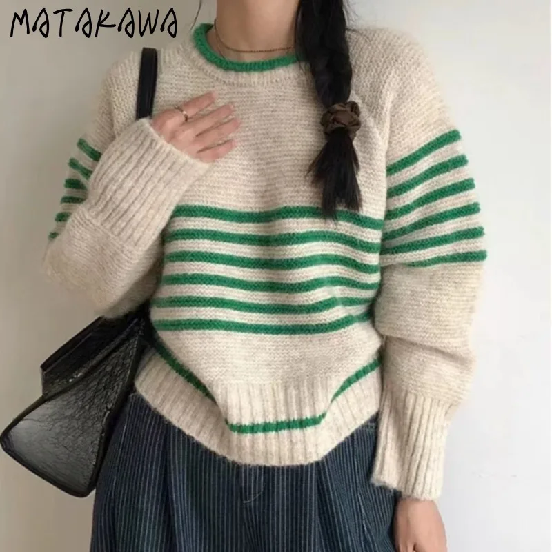 Matakawa Stripes Classic Women Sweaters Autumn Winter Korean Fashion Chic Pullovers Vintage Thick Warm Simple Pull Femme
Matakawa Stripes Classic Women Sweaters Autumn Winter Korean Fashion Chic Pullovers Vintage Thick Warm Simple Pull Femme