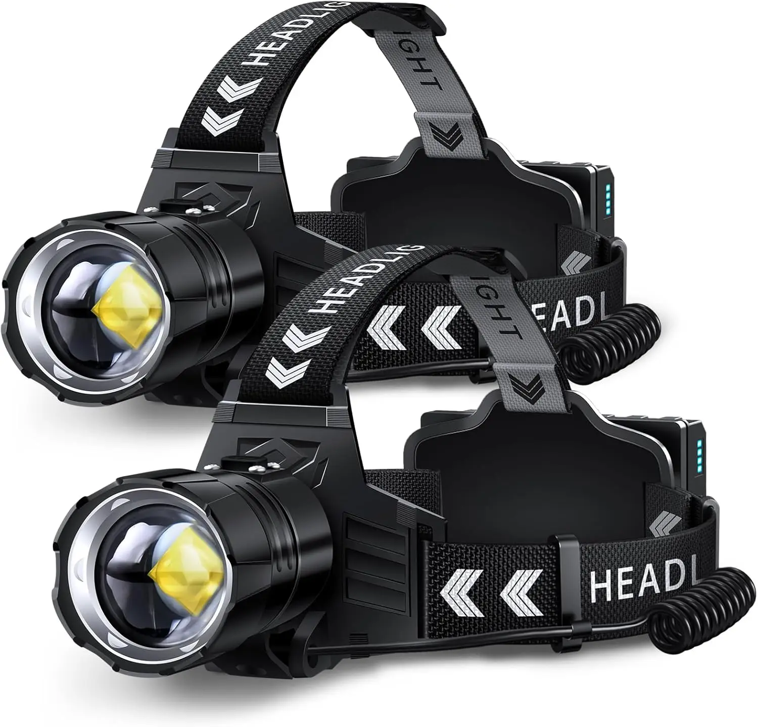 Rechargeable LED Headlamp 99000 High Lumens, 95 Hours Long Lasting Head Light with Zoomable & IPX7 Waterproof & 12 Modes & 125°
Rechargeable LED Headlamp 99000 High Lumens, 95 Hours Long Lasting Head Light with Zoomable & IPX7 Waterproof & 12 Modes & 125°