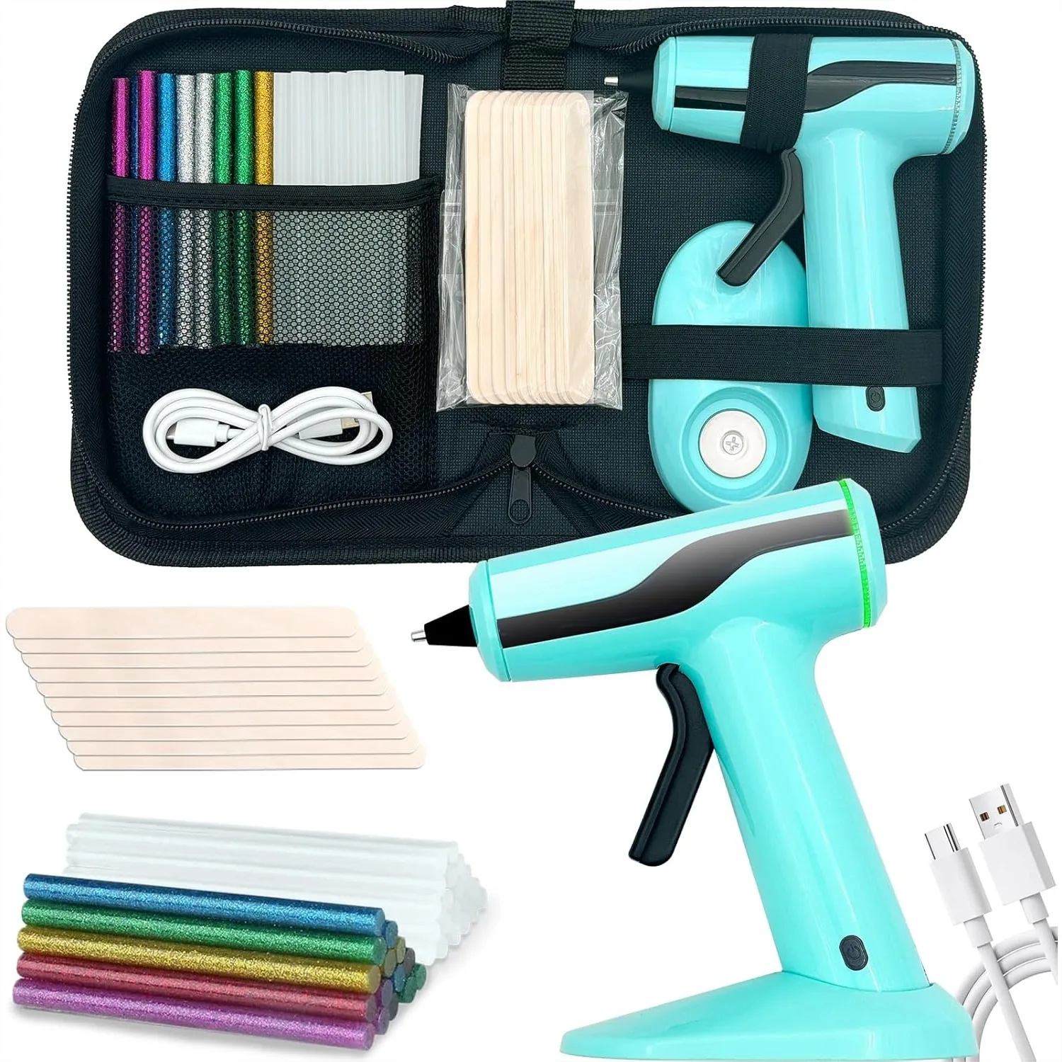 Cordless Hot Glue Gun Rechargeable 2Ah Built-In Battery With 30pcs Glue Sticks And 10pcs Craft Sticks For DIY Arts Crafts
Cordless Hot Glue Gun Rechargeable 2Ah Built-In Battery With 30pcs Glue Sticks And 10pcs Craft Sticks For DIY Arts Crafts