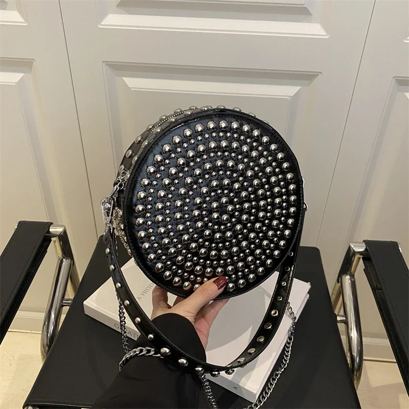 Small Circular Crossbody Bag Female Retro Rivet Handbag Trend PU Leather Round Bag Lady Casual Travel Cross Body Bag
Small Circular Crossbody Bag Female Retro Rivet Handbag Trend PU Leather Round Bag Lady Casual Travel Cross Body Bag