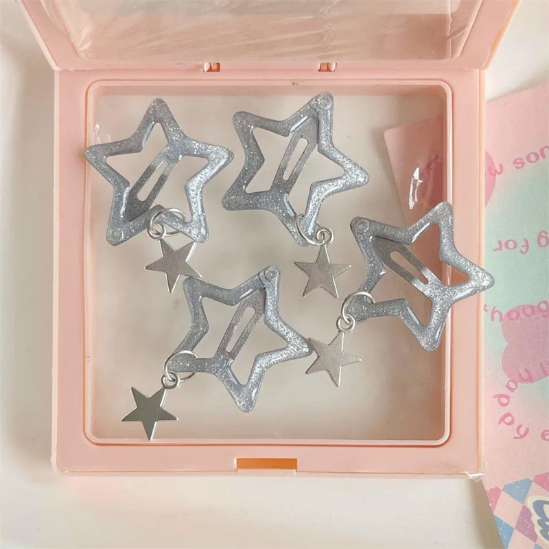4pcs Y2K Silver Star Hair Clips for Girls Metal Snap Clip Hairpins Barrettes Hair Grip Personalized Trend Jewel Hair Accessories
4pcs Y2K Silver Star Hair Clips for Girls Metal Snap Clip Hairpins Barrettes Hair Grip Personalized Trend Jewel Hair Accessories