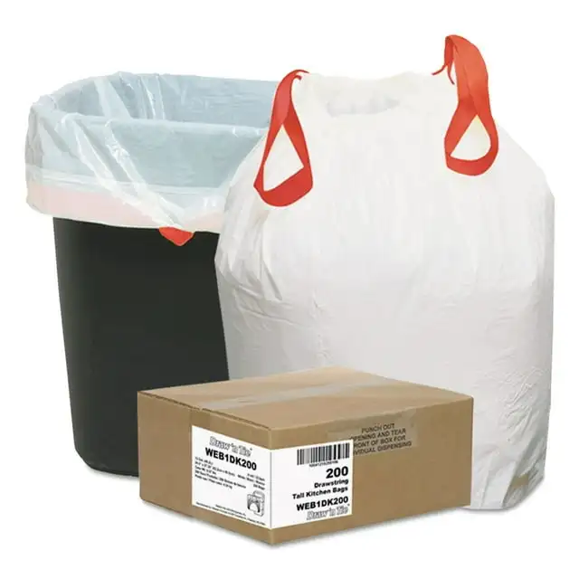 Draw 'n Tie Bolsas de Basura de Servicio Pesado 13gal,.9mil, 24.5 x 27 3/8, Blanco, 200/caja
Draw 'n Tie Bolsas de Basura de Servicio Pesado 13gal,.9mil, 24.5 x 27 3/8, Blanco, 200/caja