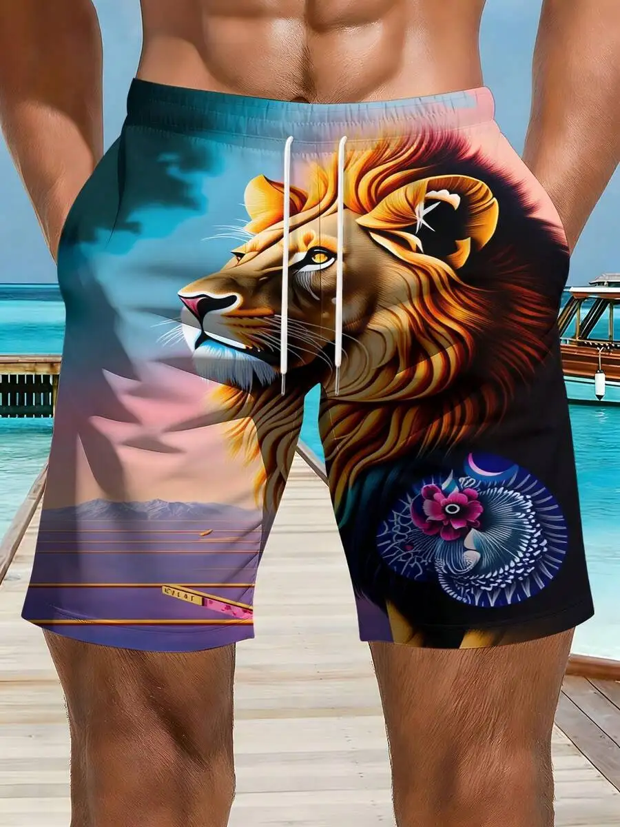 Mens Beach Shorts 3D Print Lion Sunset Mandala Flower Quick Dry Swim Trunks
Mens Beach Shorts 3D Print Lion Sunset Mandala Flower Quick Dry Swim Trunks