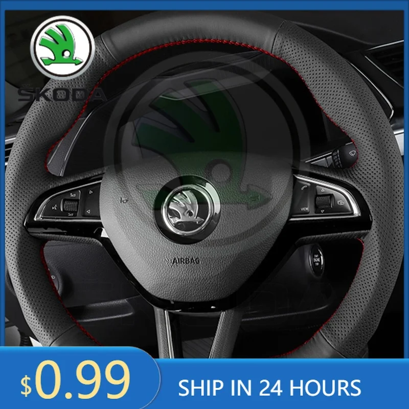 Car Sticker For Skoda DIY Black Genuine Leather Car Accessories Steering Wheel Cover For Skoda Octavia 2015-2019 Fabia Kodiaq Ci
Car Sticker For Skoda DIY Black Genuine Leather Car Accessories Steering Wheel Cover For Skoda Octavia 2015-2019 Fabia Kodiaq Ci