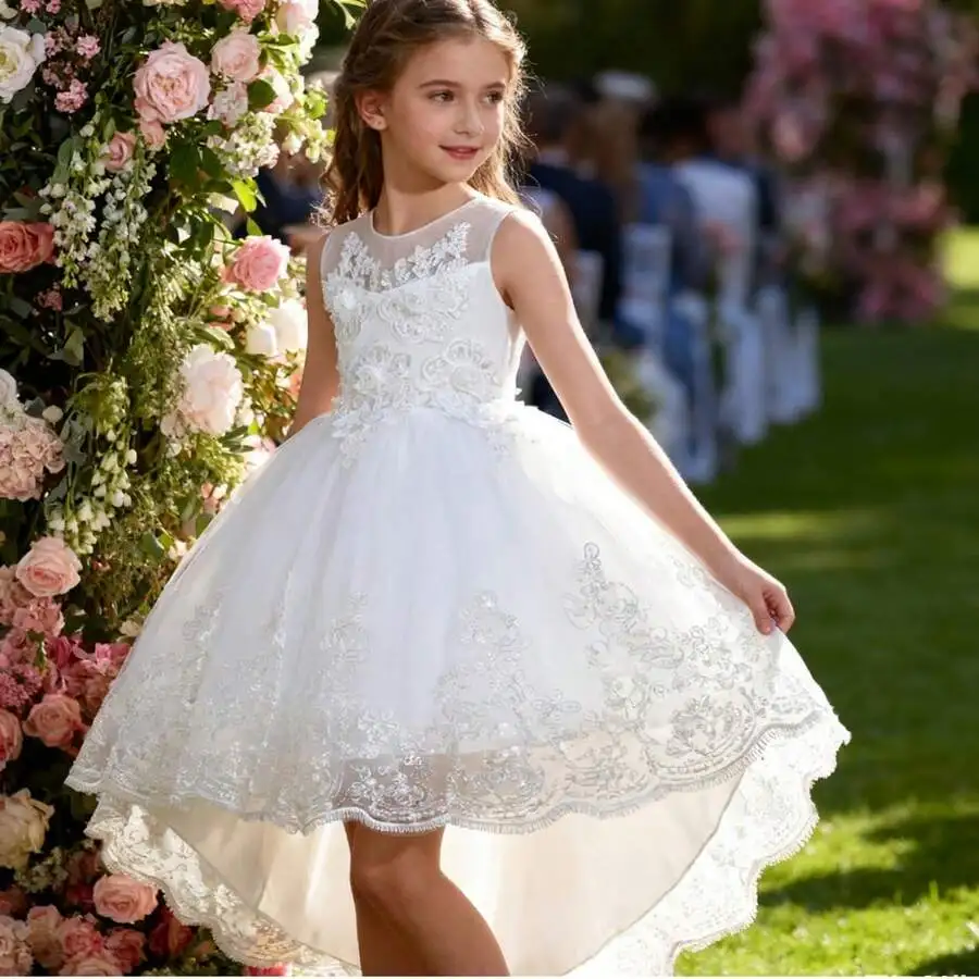 Sleeveless Lace Embroidered Tulle Princess Formal Gown High-Low Hem
Sleeveless Lace Embroidered Tulle Princess Formal Gown High-Low Hem