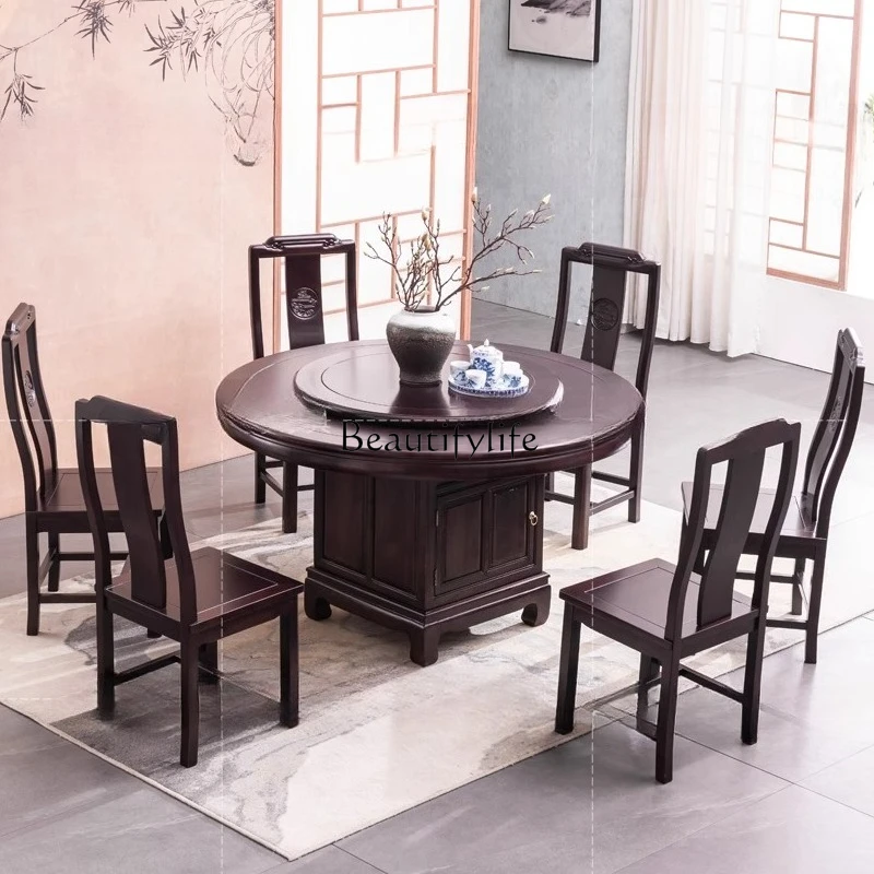 New Chinese-style imported rosewood all-solid wood dining table Modern simple large round table with turntable
New Chinese-style imported rosewood all-solid wood dining table Modern simple large round table with turntable