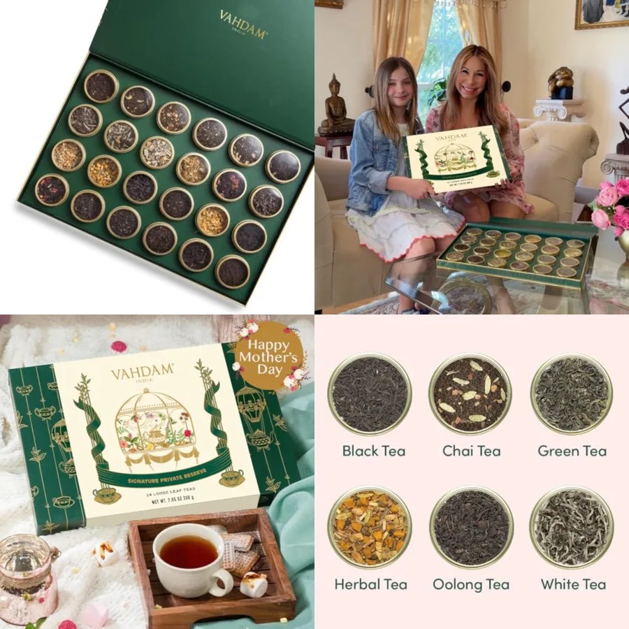 , Luxury Tea Gift Set for Mom Mothers Day Gift 24 Unique Loose Leaf Teas in Tin Caddies - Premium Tea Gift Box Gluten Free Non
, Luxury Tea Gift Set for Mom Mothers Day Gift 24 Unique Loose Leaf Teas in Tin Caddies - Premium Tea Gift Box Gluten Free Non