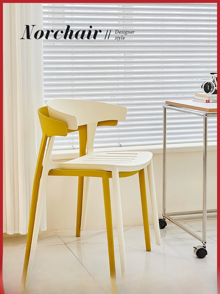 Nordic plastic dining chair for home small apartment stackable back chair milk tea shop creative negotiation chair
Nordic plastic dining chair for home small apartment stackable back chair milk tea shop creative negotiation chair