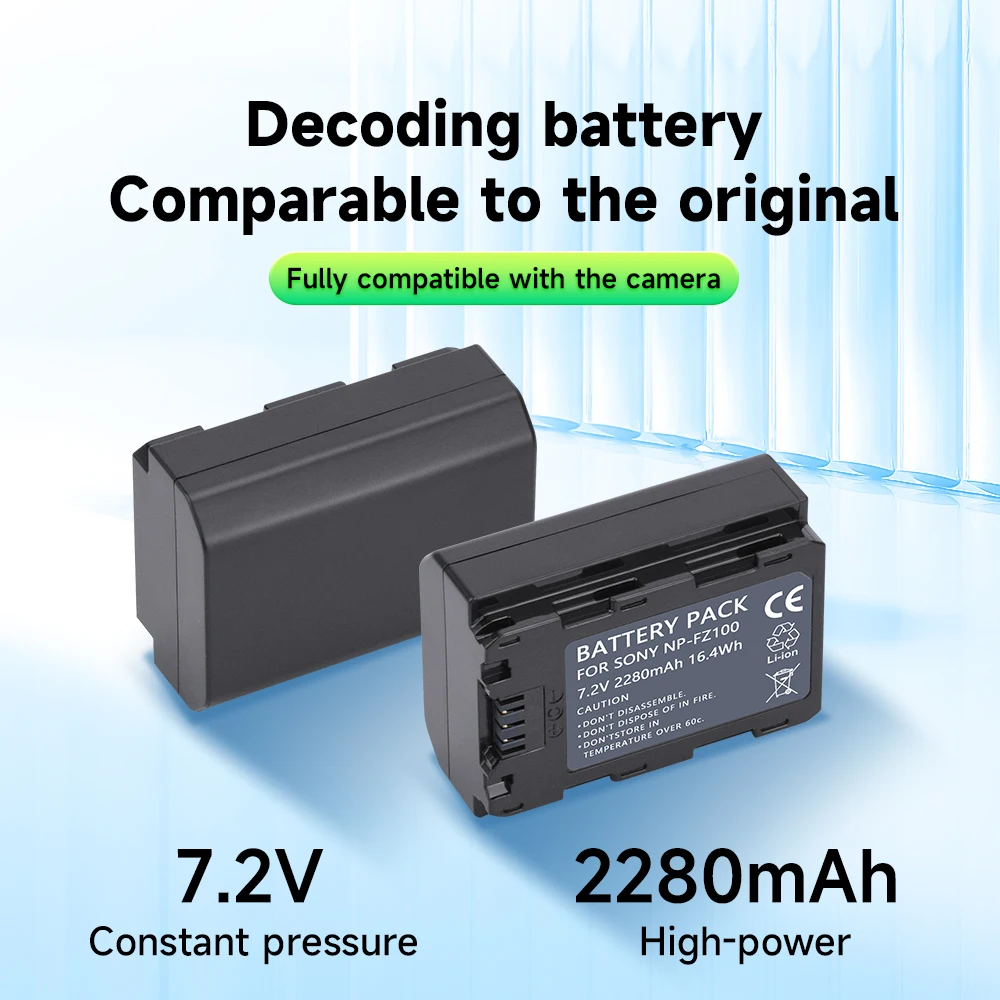 2280mAh NP FZ100 NP-FZ100 NPFZ100 Camera Battery with LCD Dual USB Charger for Sony Alpha A7III A7R III A9 Alpha 9 A7R3 A6600
2280mAh NP FZ100 NP-FZ100 NPFZ100 Camera Battery with LCD Dual USB Charger for Sony Alpha A7III A7R III A9 Alpha 9 A7R3 A6600
