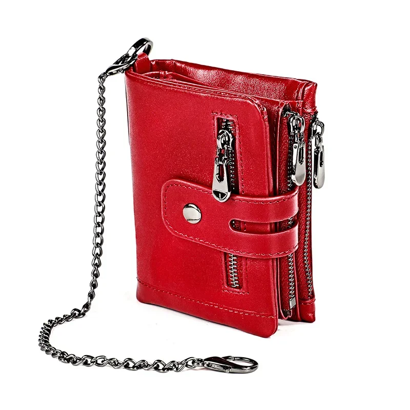 100% Genuine Leather RFID Cowhide Wallets for Men Women Small Zipper Coin Purse Retachable Card Holder Chain Male Short Wallet
100% Genuine Leather RFID Cowhide Wallets for Men Women Small Zipper Coin Purse Retachable Card Holder Chain Male Short Wallet
