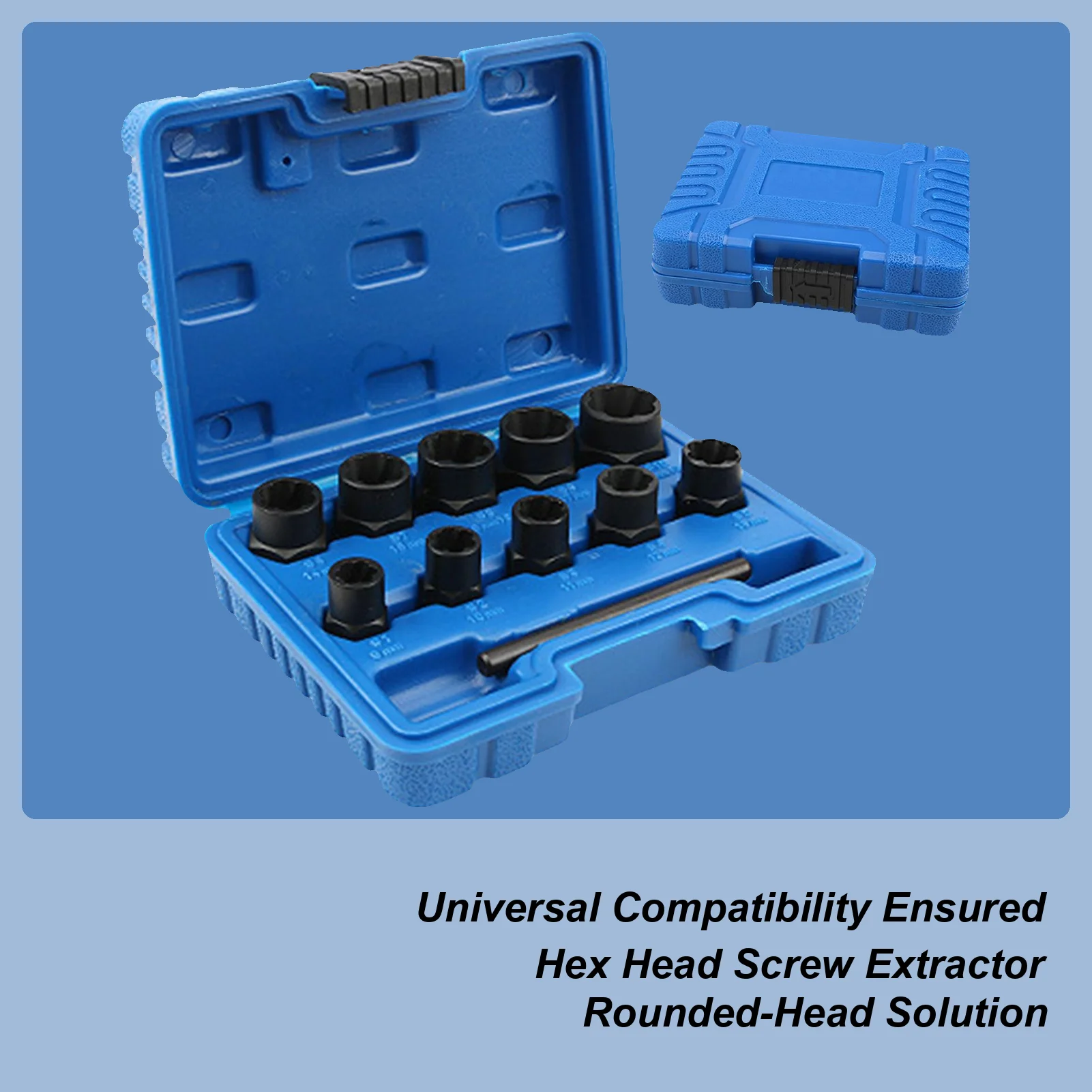 11-компонентный экстрактор для шестигранных винтов, нержавеющий универсальный легкое съемник гаек, экстрактор с шестигранной головкой и зачищенными болтами для инструмента для авторемонта
11-компонентный экстрактор для шестигранных винтов, нержавеющий универсальный легкое съемник гаек, экстрактор с шестигранной головкой и зачищенными болтами для инструмента для авторемонта