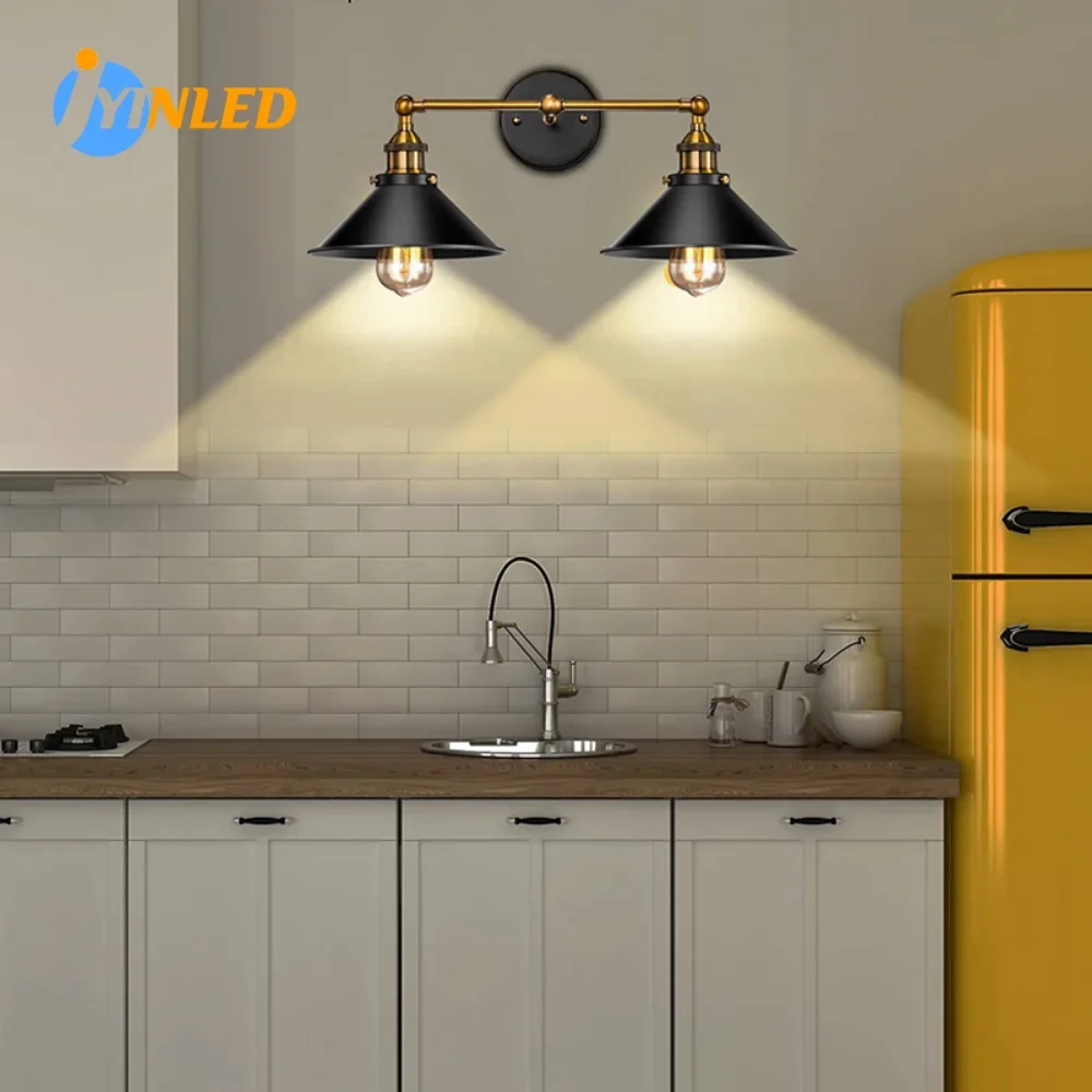 Industrial Wall Light Lamp American Vintage 2 Heads Wall Lamp Indoor Lighting Bedside Double Wall Lights for Home E27 Holder
Industrial Wall Light Lamp American Vintage 2 Heads Wall Lamp Indoor Lighting Bedside Double Wall Lights for Home E27 Holder