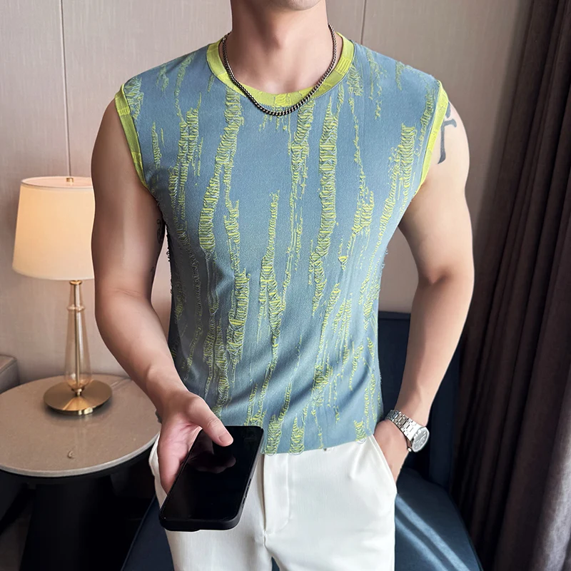 2025 Summer Korean Color Blocked Sleeveless Men's Vest Summer Round Neck Casual T-shirt Social Streetwear Tank Tops Men Clothing
2025 Summer Korean Color Blocked Sleeveless Men's Vest Summer Round Neck Casual T-shirt Social Streetwear Tank Tops Men Clothing