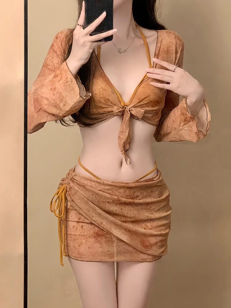 Bikini Women Swimsuit 2025 New Solid Halter Bikinis Set Sexy Long Sleeves Swimwear Summer Garnish Skirt Bathing Suit For Female
Bikini Women Swimsuit 2025 New Solid Halter Bikinis Set Sexy Long Sleeves Swimwear Summer Garnish Skirt Bathing Suit For Female