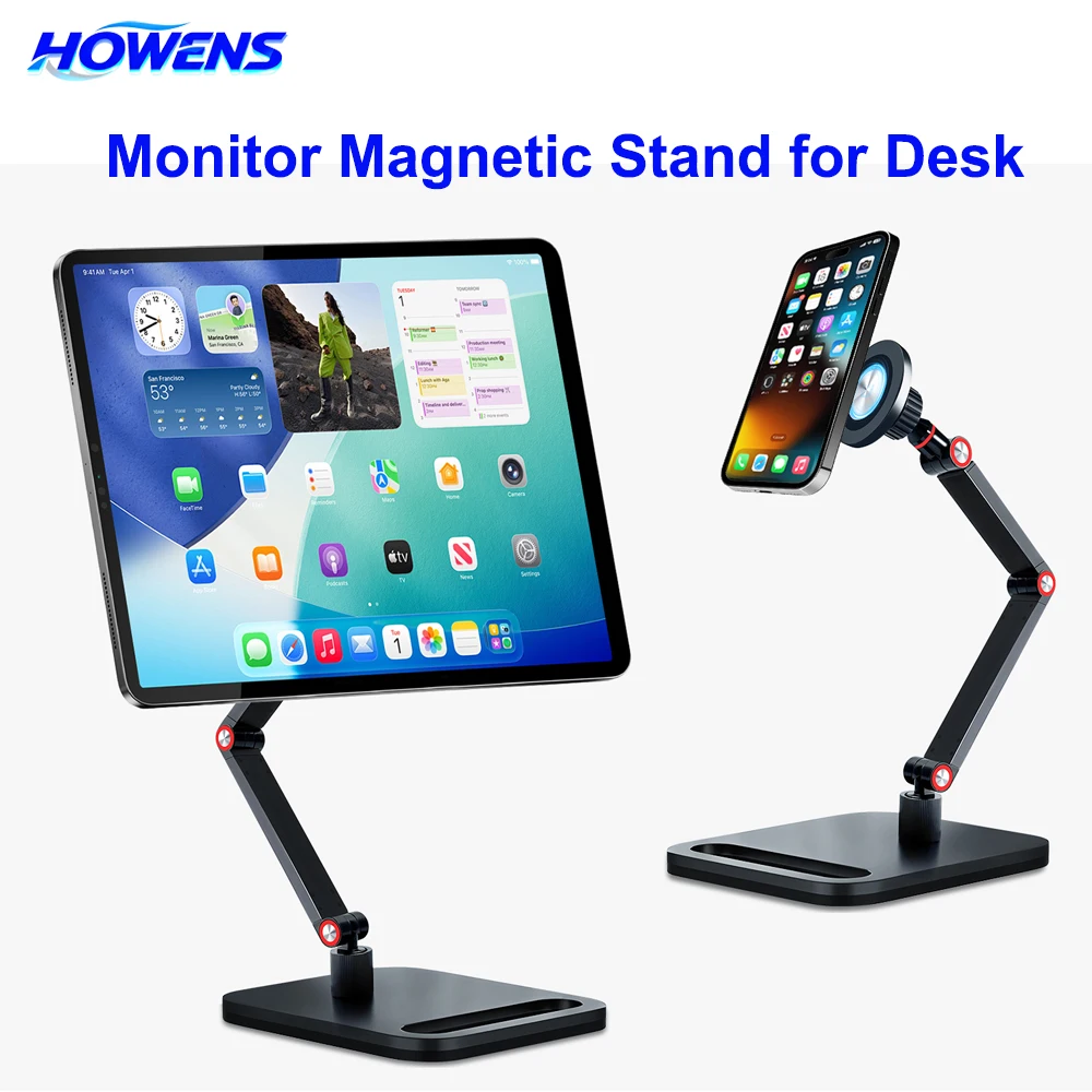 HOWENS Magnetic 360° Rotating Phone Tablet Stand Aluminum Alloy 4.7-13.3" Portable Monitor Holder Strong Load Desktop Mount Arm
HOWENS Magnetic 360° Rotating Phone Tablet Stand Aluminum Alloy 4.7-13.3" Portable Monitor Holder Strong Load Desktop Mount Arm