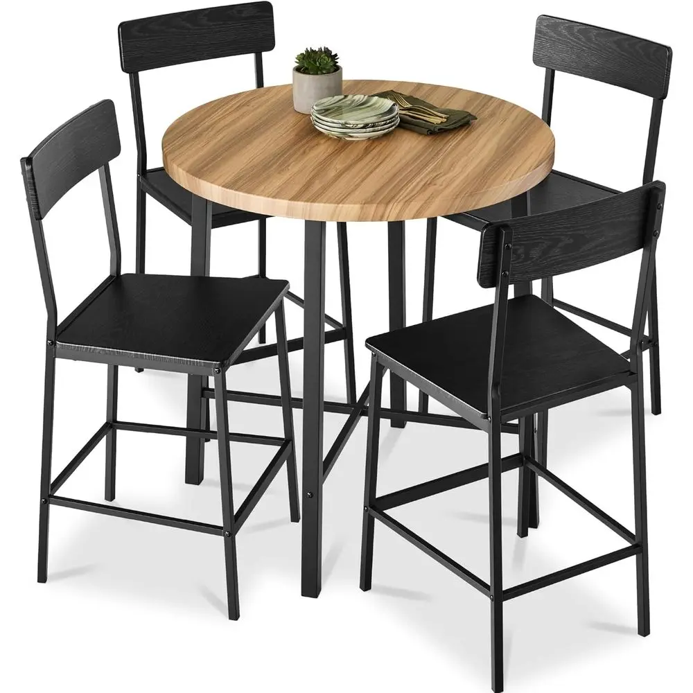 Round Counter Height Dining Set with 4 Chairs, 1.5 Thick Table - Light Brown/Black
Round Counter Height Dining Set with 4 Chairs, 1.5 Thick Table - Light Brown/Black