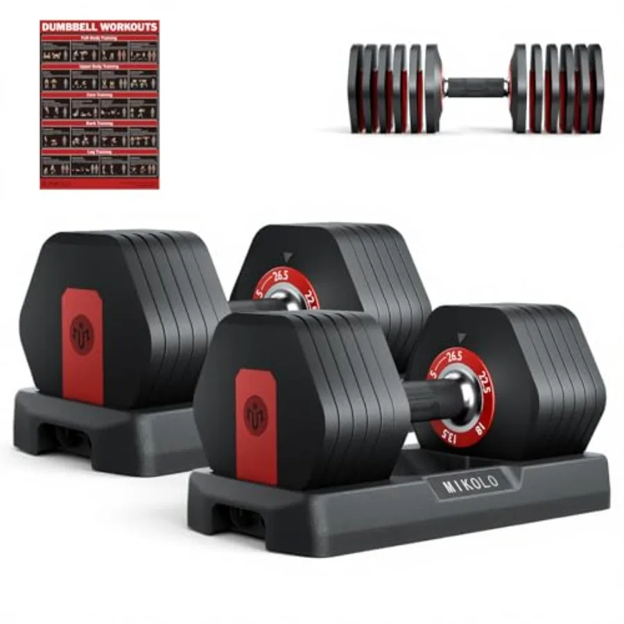 Hex Cageless Adjustable Dumbbells Set of 2 26.5LB Pair 6-in-1 Space-Saving Adjustable Dumbbell Set for Home Gym Strength Traini
Hex Cageless Adjustable Dumbbells Set of 2 26.5LB Pair 6-in-1 Space-Saving Adjustable Dumbbell Set for Home Gym Strength Traini