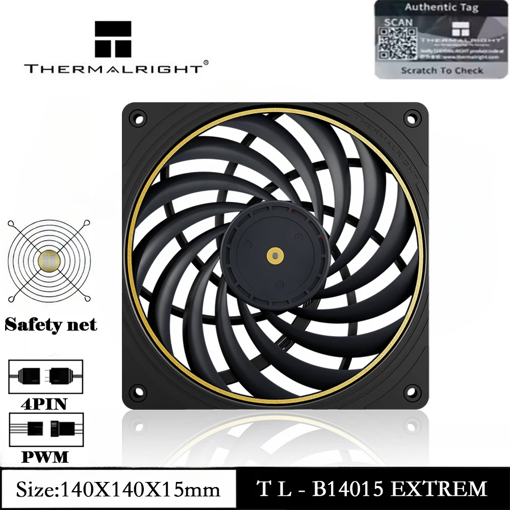 Thermalright TL-B14015 EXTREM 140mm Computer Case Fan, 13 LCP Fan Blades/Double Ball Bearings/Low Noise Gift Box Packaging
Thermalright TL-B14015 EXTREM 140mm Computer Case Fan, 13 LCP Fan Blades/Double Ball Bearings/Low Noise Gift Box Packaging