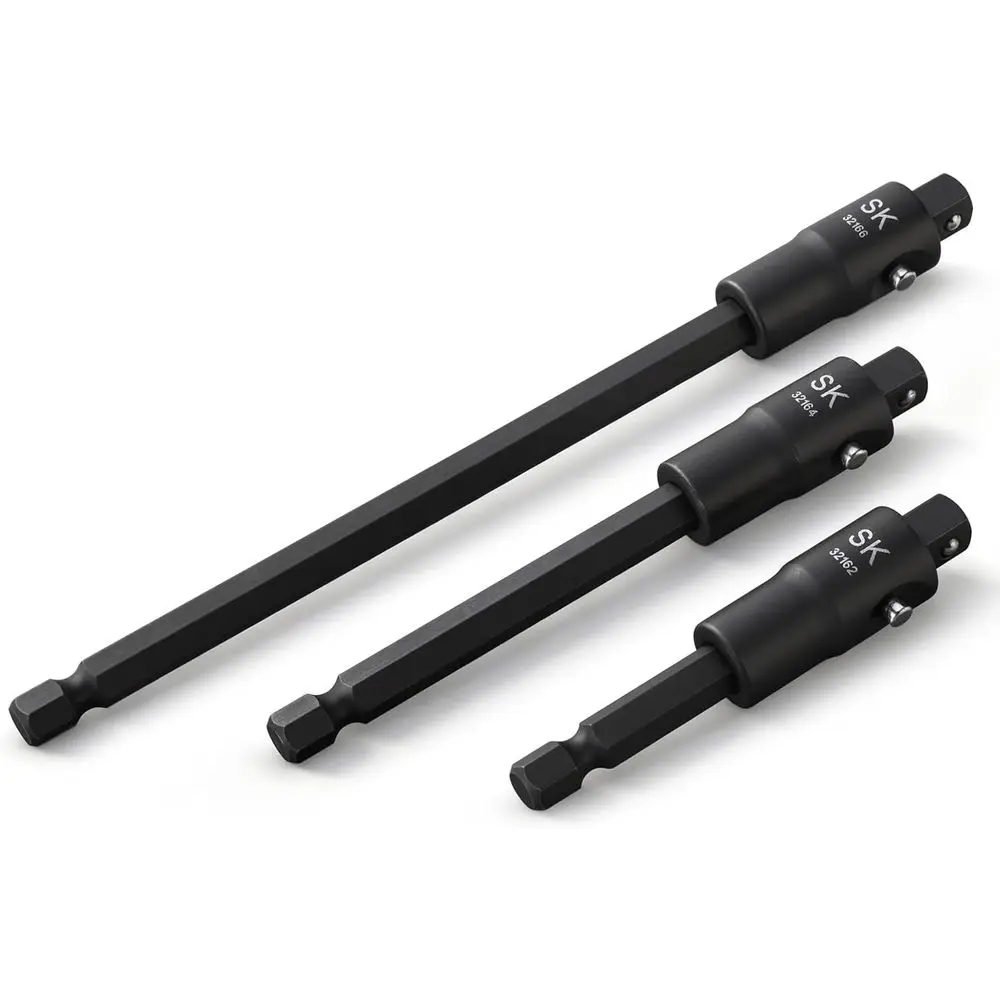 Набор из 3-х адаптеров для ударных гайковертов с квадратным приводом 1/4 дюйма, удлинители 2, 4, 6 дюймов, быстросъемные, из высококачественной хромомолибденовой стали, с черным фосфатным покрытием
Набор из 3-х адаптеров для ударных гайковертов с квадратным приводом 1/4 дюйма, удлинители 2, 4, 6 дюймов, быстросъемные, из высококачественной хромомолибденовой стали, с черным фосфатным покрытием