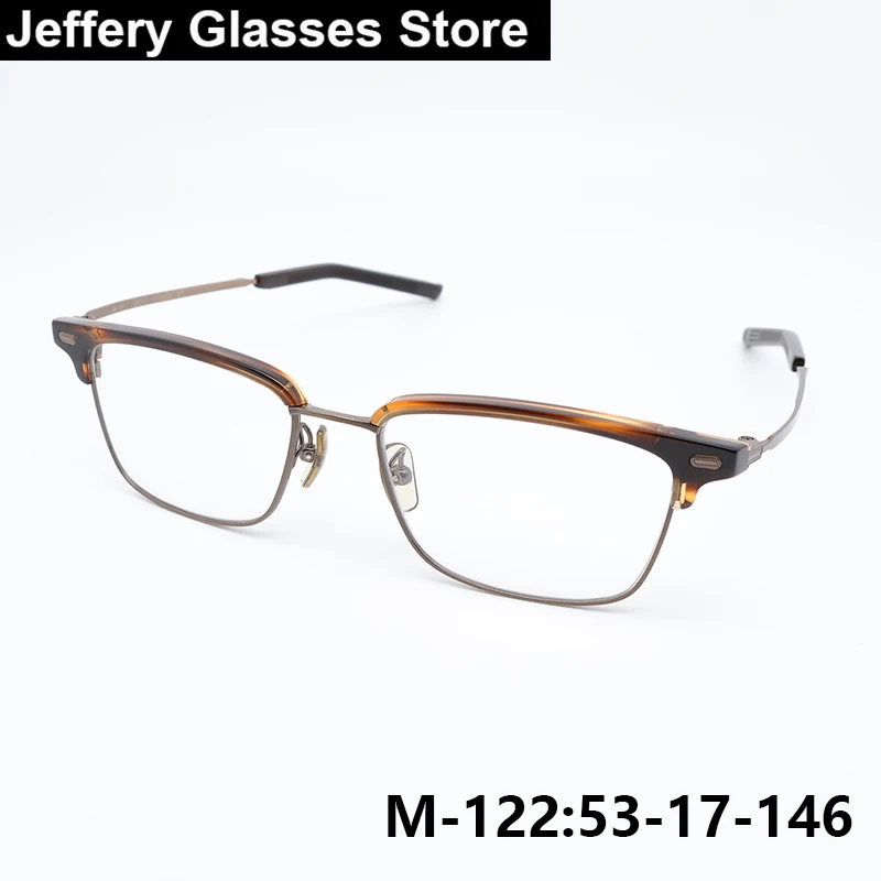 Japanese Brand Design Vintage Men Square Eyeglasses Frame M-122 Titanium Acetate Ultralight Handmade Spectacles Half Rim Mounts
Japanese Brand Design Vintage Men Square Eyeglasses Frame M-122 Titanium Acetate Ultralight Handmade Spectacles Half Rim Mounts