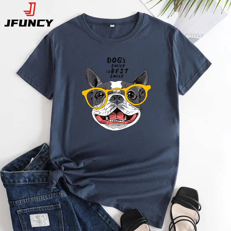 JFUNCY женские футболки летняя футболка с коротким рукавом женская хлопковая футболка женский топ модная женская одежда Милая футболка с рисунком собаки
JFUNCY женские футболки летняя футболка с коротким рукавом женская хлопковая футболка женский топ модная женская одежда Милая футболка с рисунком собаки