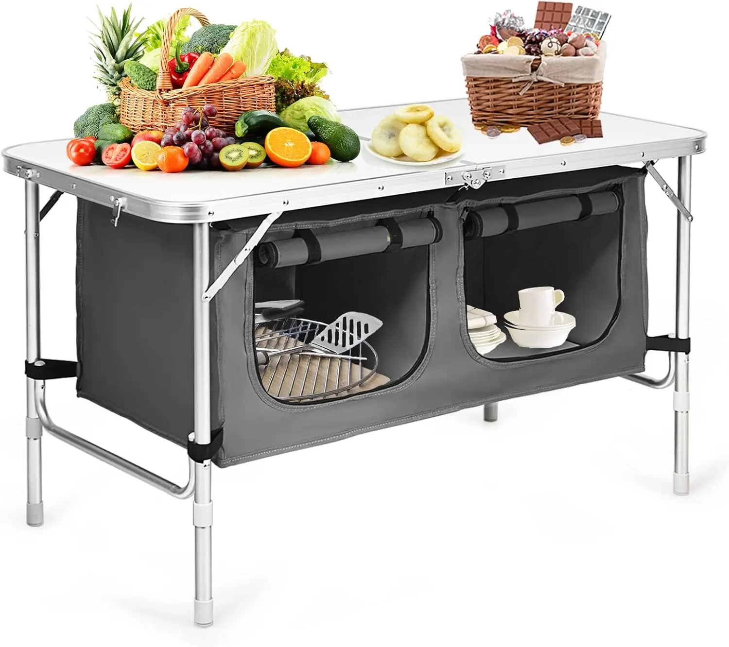 Folding Camping Table with Storage- Portable Aluminum Picnic Tables Height Adjustable for Indoor/Outdoor Camp Party BBQ Travel F
Folding Camping Table with Storage- Portable Aluminum Picnic Tables Height Adjustable for Indoor/Outdoor Camp Party BBQ Travel F