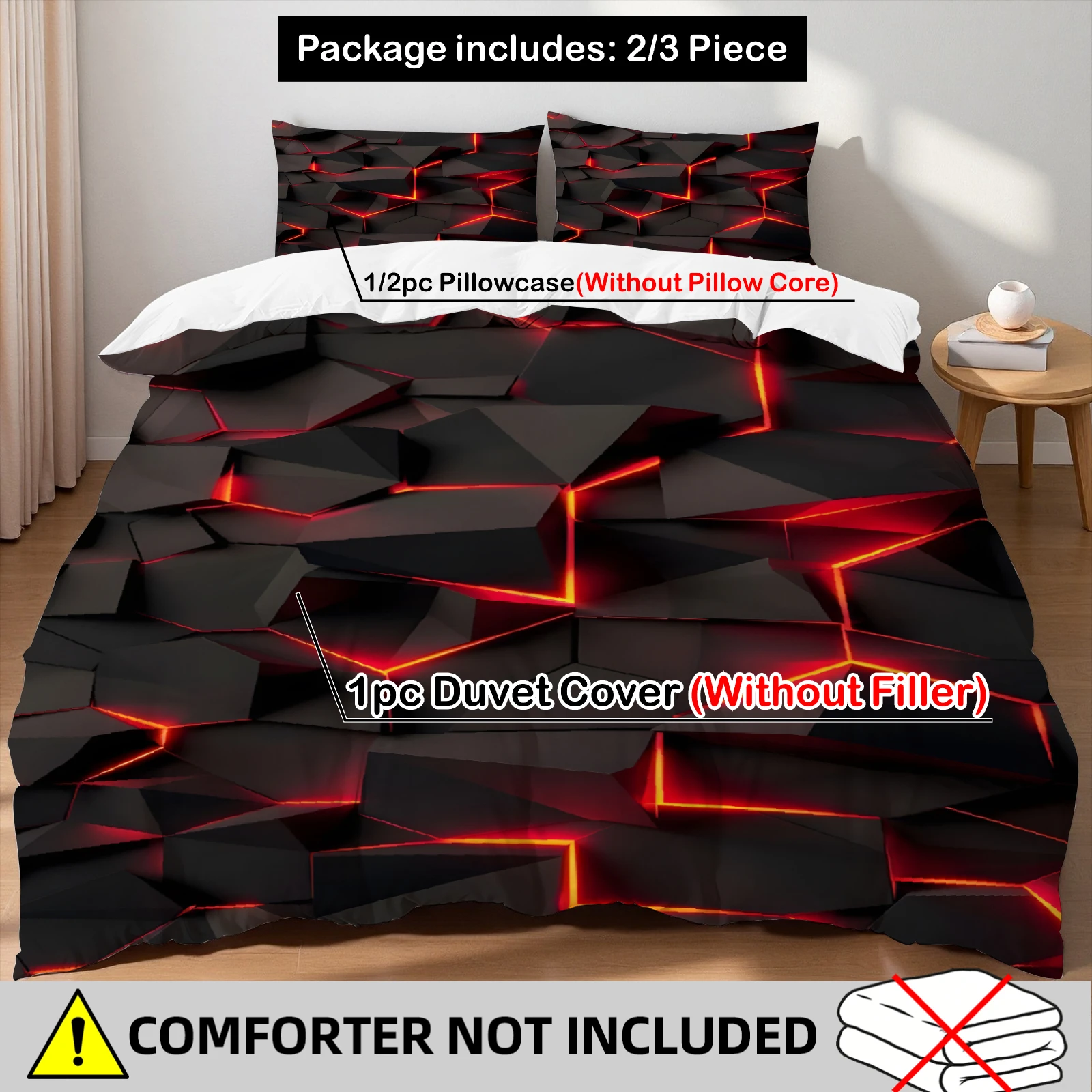 3PCS Duvet Cover Set Red Visual Geometry Digital Printed Duvet Cover With 2 Pillowcases Single Twin Queen King Size Home Decor
3PCS Duvet Cover Set Red Visual Geometry Digital Printed Duvet Cover With 2 Pillowcases Single Twin Queen King Size Home Decor