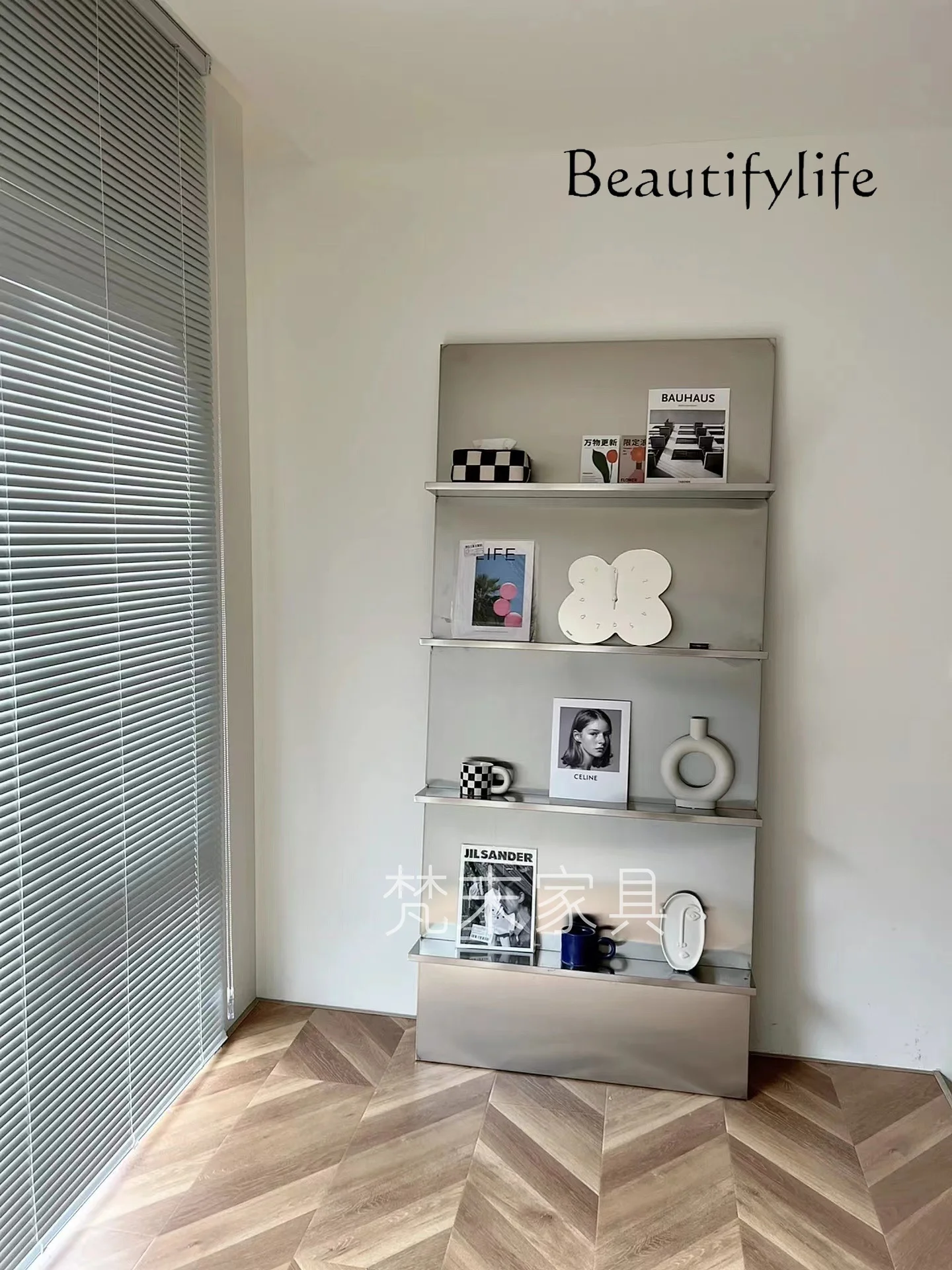 Stainless Steel Magazine Shelf Floor Shelf Studio Simple Storage Display Shelf Bookshelf
Stainless Steel Magazine Shelf Floor Shelf Studio Simple Storage Display Shelf Bookshelf